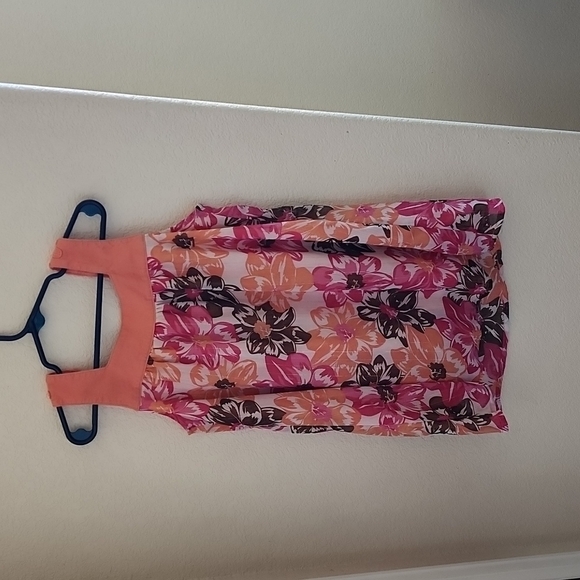 Pogo Club of NY peach/pink floral tank top with embroidered straps, size 10/12. - Picture 5 of 5